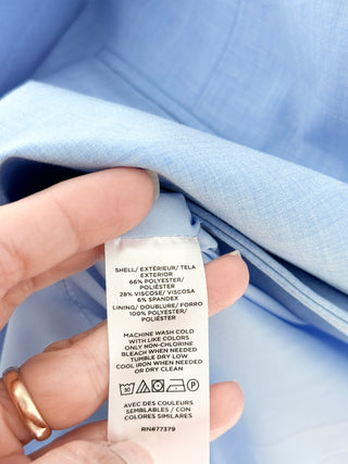 NWT Ann Taylor Long Sleeve Single Breasted Longline Blazer Blue Women Petite 12P