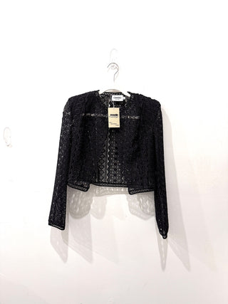 Charo Ruiz Ibiza Tilma Long Sleeve Open Front Lace Jacket Black Women's Size S
