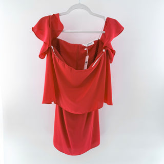 Amanda Uprichard Brentwood Off-the-Shoulder Mini Dress Red Women's Size Small