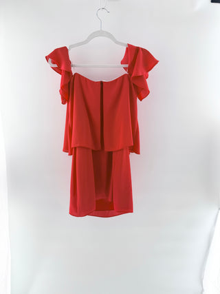 Amanda Uprichard Brentwood Off-the-Shoulder Mini Dress Red Women's Size Small