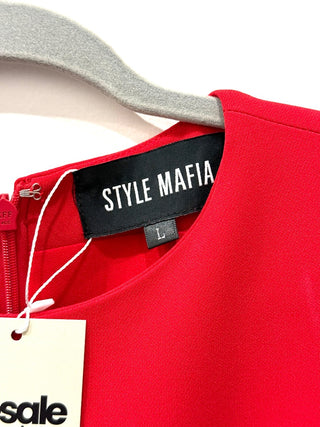 Style Mafia Belted Asymmetrical Ruffle Hi-Low Formal Dress Red Women's Size L