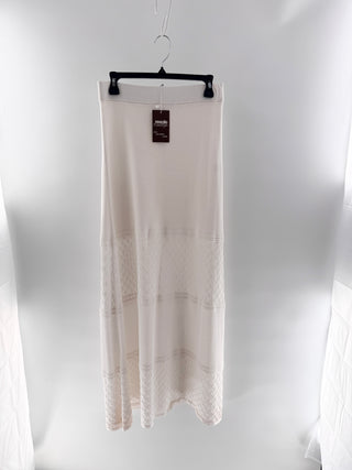 Alexis Knit Maxi Skirt w/ openwork lattice stitched panels, L