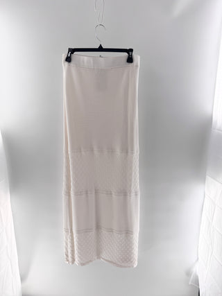 Alexis Knit Maxi Skirt w/ openwork lattice stitched panels, L