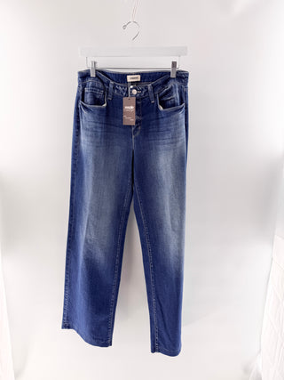 L'Agence Mid-Wash Straight Leg Denim Jeans w/ whiskering, 27