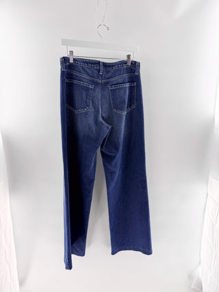 L'Agence Mid-Wash Straight Leg Denim Jeans w/ whiskering, 27