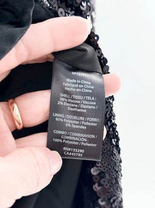Rachel Zoe Embellished Sequin V-Neck Tailored Blazer Jacket Black Women's Medium