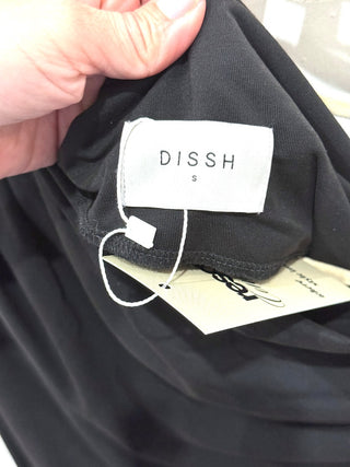 Dissh Rio Ruched Asymmetric Neck Draped Knit Bodcycon Midi Dress Washed Black S