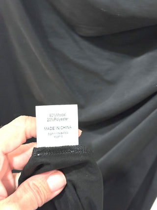 Dissh Rio Ruched Asymmetric Neck Draped Knit Bodcycon Midi Dress Washed Black S