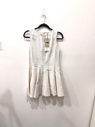NWT Zara Sleeveless Fit and Flare Skater Mini Denim Dress Beige Women's Size S