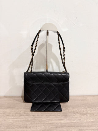 CHANEL lock cross body bag leather