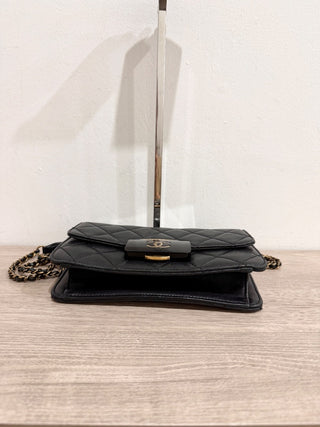 CHANEL lock cross body bag leather