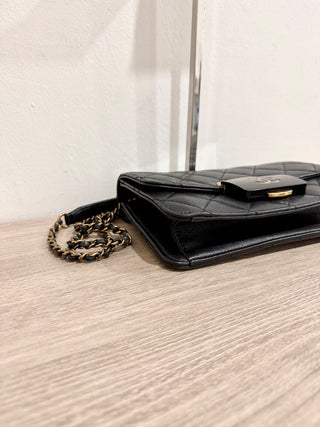 CHANEL lock cross body bag leather