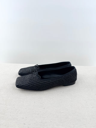 Mansur Gavriel square toe raffia flats, 39.5