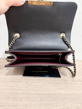 CHANEL lock cross body bag leather