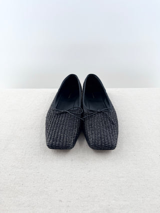 Mansur Gavriel square toe raffia flats, 39.5