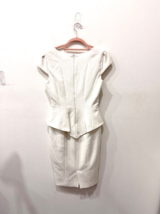 Zara Cap Sleeve Square Neck Above Knee Bodycon Sheath Dress White Women's XS