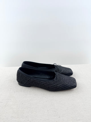 Mansur Gavriel square toe raffia flats, 39.5