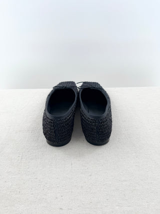 Mansur Gavriel square toe raffia flats, 39.5