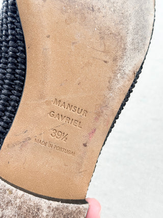 Mansur Gavriel square toe raffia flats, 39.5