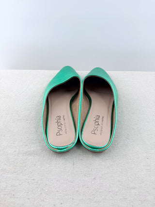 Psophia metallic leather pointy toe mules, 40