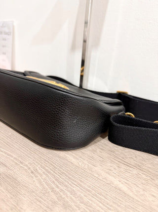 Valentino Garavani Alltime Grainy Calfskin Medium Shoulder Bag Black/Gold