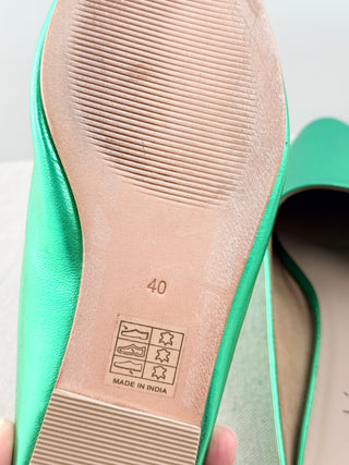 Psophia metallic leather pointy toe mules, 40