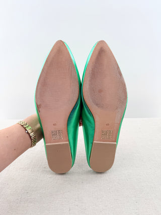 Psophia metallic leather pointy toe mules, 40
