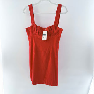WAYF Linen Blend Sleeveless Sweetheart Neck Mini Dress Red Women's Size Small