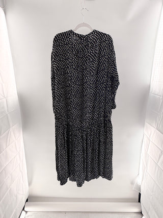 A piece apart silk dot maxi dress with belt, L