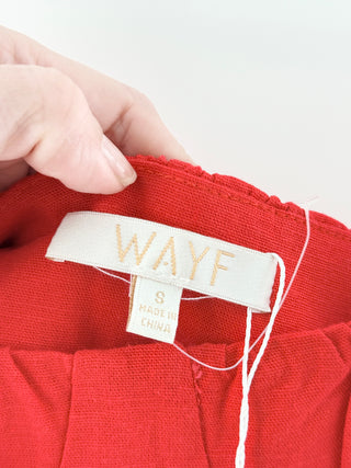 WAYF Linen Blend Sleeveless Sweetheart Neck Mini Dress Red Women's Size Small