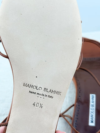 Manolo Blahnik flat leather sandals, 40.5