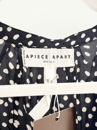A piece apart silk dot maxi dress with belt, L