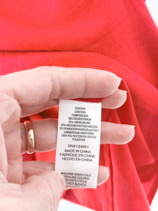 WAYF Linen Blend Sleeveless Sweetheart Neck Mini Dress Red Women's Size Small