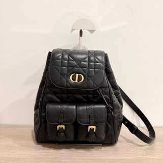 Christian Dior Caro Macrocannage Lambskin Medium Backpack Black