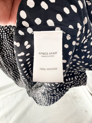 A piece apart silk dot maxi dress with belt, L