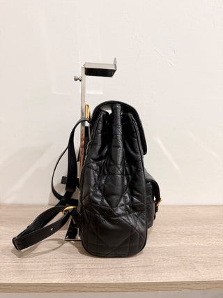 Christian Dior Caro Macrocannage Lambskin Medium Backpack Black