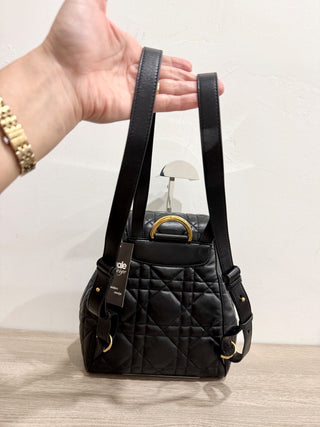 Christian Dior Caro Macrocannage Lambskin Medium Backpack Black
