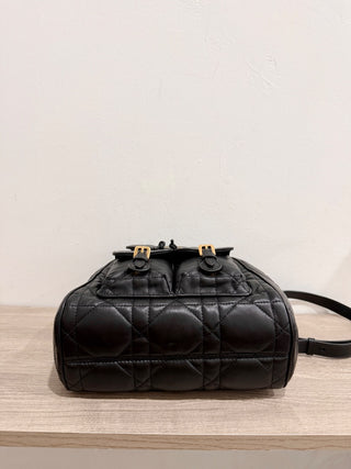Christian Dior Caro Macrocannage Lambskin Medium Backpack Black