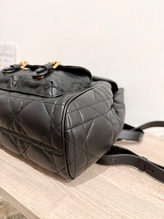 Christian Dior Caro Macrocannage Lambskin Medium Backpack Black