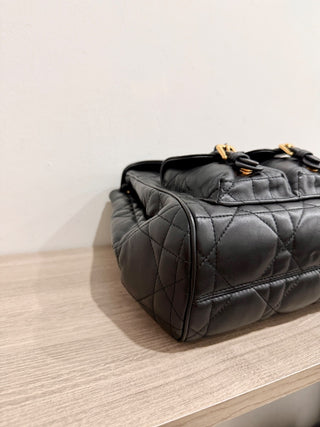 Christian Dior Caro Macrocannage Lambskin Medium Backpack Black