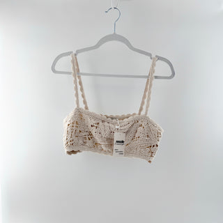 Hemant & Nandita Goa Cotton Palm Crochet Bandeau Top Cream Women's Medium