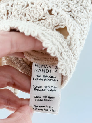 Hemant & Nandita Goa Cotton Palm Crochet Bandeau Top Cream Women's Medium