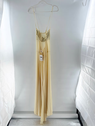 NWT Camila Coelho Dia Semi-Sheer Long Maxi Dress Sunlight Yellow Women's Small