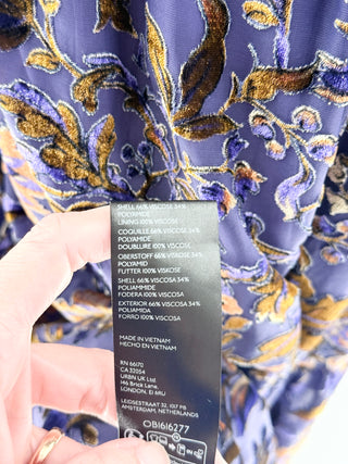 Anthropologie velvet and mesh midi dress floral, S