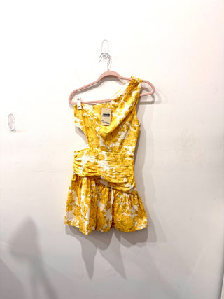 Peppermayo Sunkissed Hearts One Shoulder Mini Dress Daffodil Women's Size 6