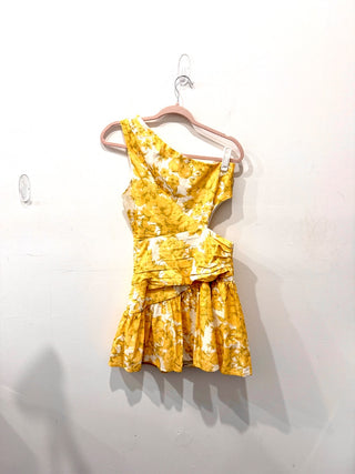 Peppermayo Sunkissed Hearts One Shoulder Mini Dress Daffodil Women's Size 6