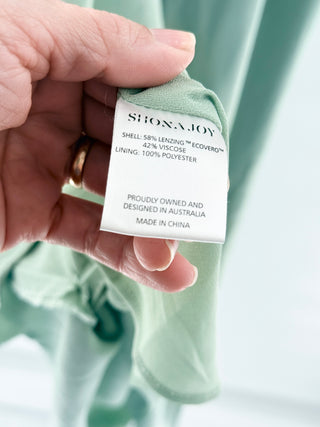 Shona Joy Alma Satin Sleeveless Lace Up Cutout Midi Dress Green Women's Size 6