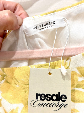 Peppermayo Sunkissed Hearts One Shoulder Mini Dress Daffodil Women's Size 6