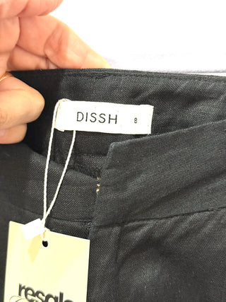 Dissh 100% Linen High Rise Wide Leg Trouser Pants Black Womens Size AUS 8 / US 4