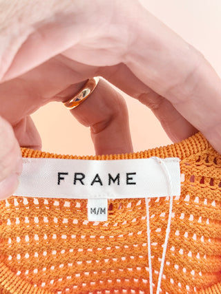Frame crochet top with fringe, M
